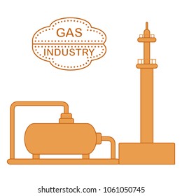 Gas processing plant. Gas storage tank. Design for announcement, advertisement, banner or print.