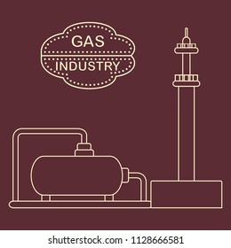 Gas processing plant. Gas storage tank. Design for announcement, advertisement, banner or print.
