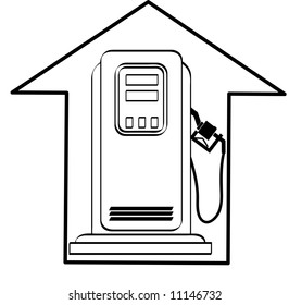 gas pump and up arrow - rising cost of fuel - vector