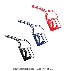 Gaspumpe Schwarz, Blau, Rot, Weiße Silhouette Vektorgrafik