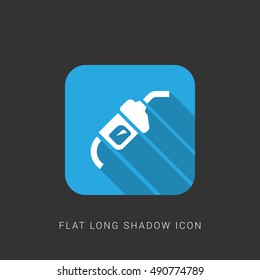 Gas Pump Flat blue long shadow Icon / Logo Design