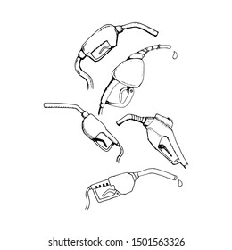gas pump handle hand drawn illustration vector