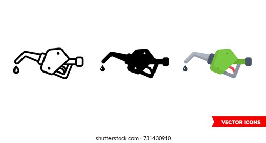 Gas Pump Icon Of 3 Types: Color, Black And White, Outline. Isolated Vector Sign Symbol.