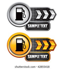 gas pump icon gold and white arrow nameplate banners