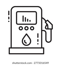 Gas pump icon linear style black and white outline