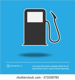 Gas pump icon on blue background. Gas station symbol. Vector illustration EPS 10.