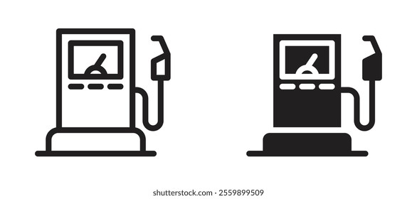 Gas pump Icon set in black color for ui designs