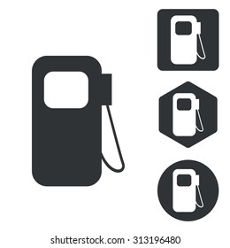 Gas pump icon set, monochrome, isolated on white