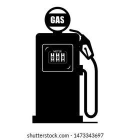 Gas Pump icon. Gas station. Black and white isolated on white background. 
