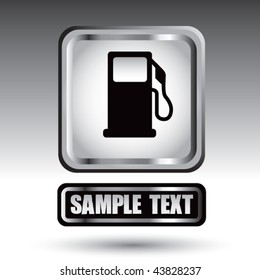 gas pump icon white icon over black nameplate