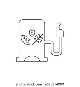 Gas pump with a leaf, symbolizing biofuel, sustainable, and eco friendly energy.