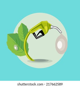 gas pump nozzle with drop flat vector