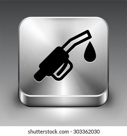 Gas Pump Nozzle on Silver Square Button
