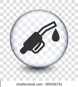 Gas Pump Nozzle on Transparent Round Button