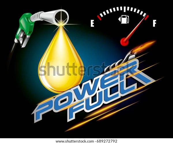 Gas pump nozzles with drop oil vector, power\
full concept.