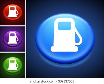 Gas Pump on Blue Round Button