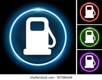 Gas Pump on Glow Round Button