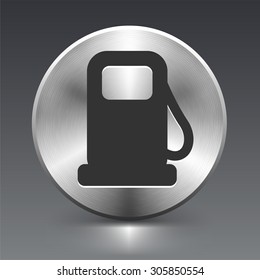 Gas Pump on Silver Round Button