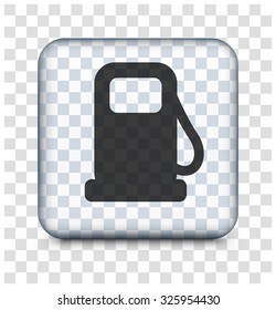 Gas Pump on Transparent Square Button