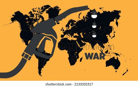 Gas Pump On World Map. Oil Wars Design