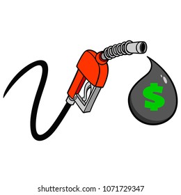 Gas Pump Price Drop - A vector cartoon illustration of a gas pump concept.