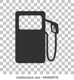 Gas pump sign. Dark gray icon on transparent background.