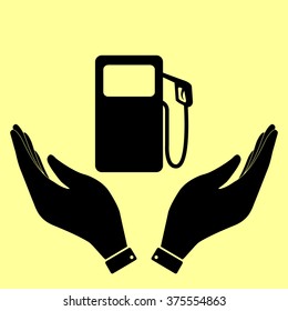 Gas pump sign. Flat style icon vector illustration.