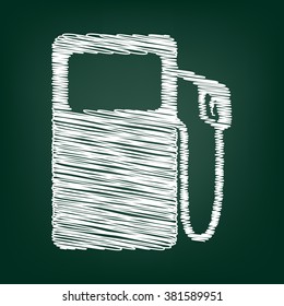 Gas pump sign. Flat style icon with chalk effect