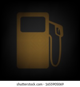 Gas pump sign. Icon as grid of small orange light bulb in darkness. Illustration.