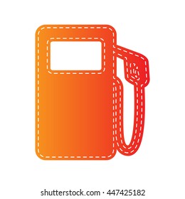 Gas pump sign. Orange applique isolated.