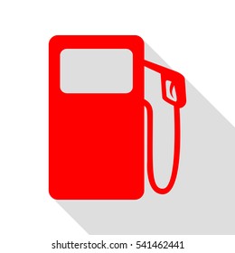 Gas pump sign. Red icon with flat style shadow path.