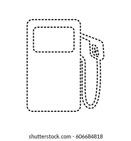 Gas pump sign. Vector. Black dashed icon on white background. Isolated.