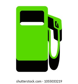 Gas pump sign. Vector. Green 3d icon with black side on white background. Isolated.