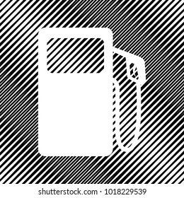 Gas pump sign. Vector. Icon. Hole in moire background.