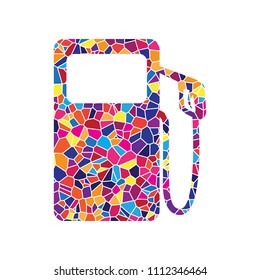 Gas pump sign. Vector. Stained glass icon on white background. Colorful polygons. Isolated.