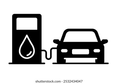 Gas pump station icons set with car logo. Pump petrol symbols. Fuel gasoline station sign. Fuel pump logo. Vector illustration.