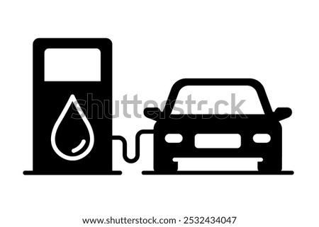 Gas pump station icons set with car logo. Pump petrol symbols. Fuel gasoline station sign. Fuel pump logo. Vector illustration.