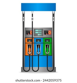 Gas Pump at Gas Station. Vector Illustration Isolated on White Background. 