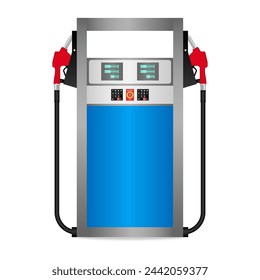 Gas Pump at Gas Station. Vector Illustration Isolated on White Background. 