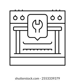 gas range repair line icon vector. gas range repair sign. isolated contour symbol black illustration