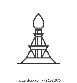 gas rig vector line icon, sign, illustration on background, editable strokes