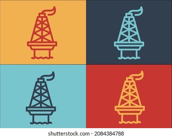 Gas Sea Drilling Rig Logo Template, Simple Flat Icon Of Sea,platform,gas