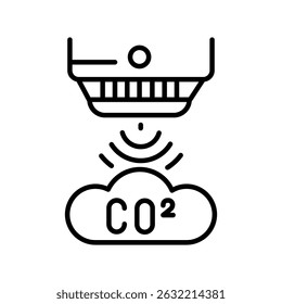 Icono de línea negra del sensor de gas para proyectos digitales e impresos.  Iconos limpios mínimos para App y Sitios web. Iconos modernos y sencillos para UI UX y branding