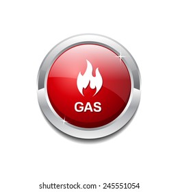 Gas Sign Red Vector Icon Button