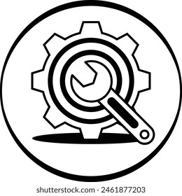 Gas Spanner with Gear concept vector icon design, Labor Day Symbol, 1st of May Sign, International Workers Day stock illustration