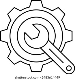 Gas Spanner with Gear outline concept, vector icon design, Labor Day Symbol, 1st of May Sign, International Worker stock illustration