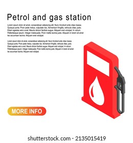 Gas station 3D icon, nozzle isolated logo vector, pump gasoline design, oil power energy symbol .