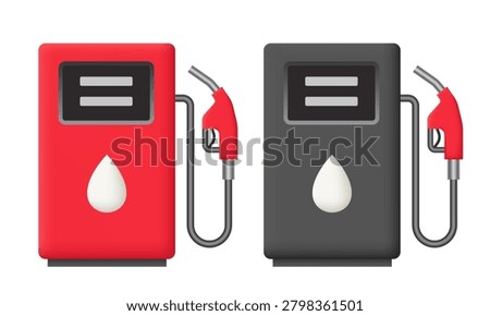 Gas Station 3d icons set. Hand-drawn vector icons.