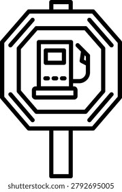 Gas Station Ahead Line Icon Vector Design