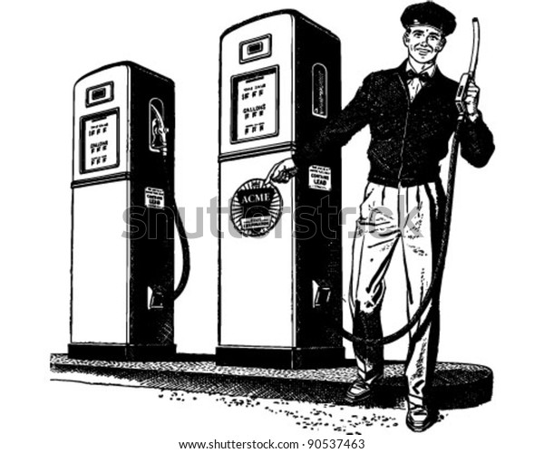 Gas\
Station Attendant 2 - Retro Clipart\
Illustration